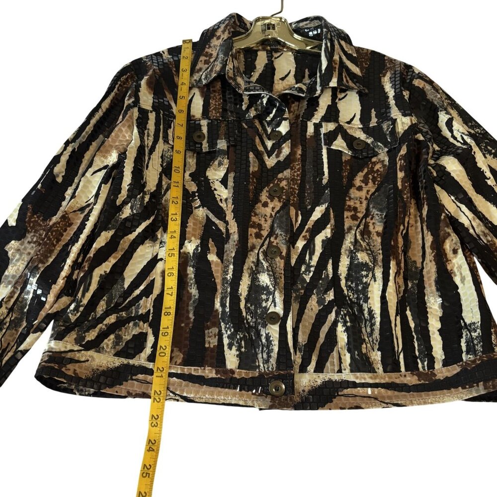 Animal Print Sequin Button-Up Jacket By Notations… - image 6